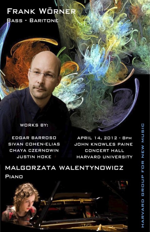 “UTTERANCE” for Baritone and One Speaker by Edgar Barroso. Premiered by Bass-Baritone Frank WÃ¶rner. April 14, 8pm – 2012 – Harvard University, John Knowles Paine Concert Hall