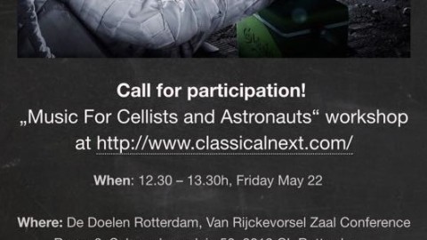 Edgar Barroso directed the transdisciplinary workshop, Music for Cellists and Astronauts, at the 2015 Classical Next meeting, in Rotterdam.